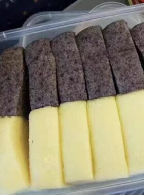 上海美食黑米小米双拼开口糕团