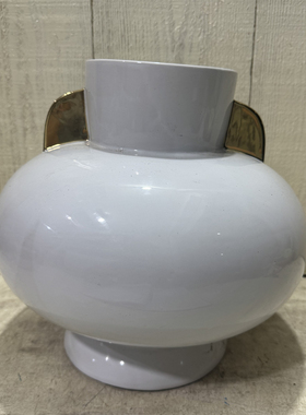 外贸简欧风情 净版白色 双耳朵 大号 圆润款 家用陶瓷花瓶 摆件