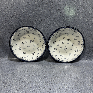 外贸风情 蓝色民族小碎花 清新款式 有深度7.5英寸 家用陶瓷盘