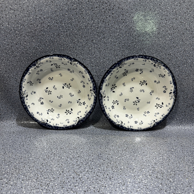 外贸风情 蓝色民族小碎花 清新款式 有深度7.5英寸 家用陶瓷盘