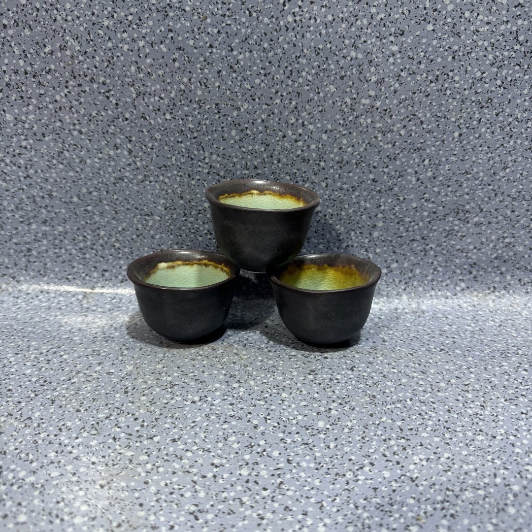 外贸风情 原石色 哑光磨砂 渐变冰裂款 小号 建盏风茶杯