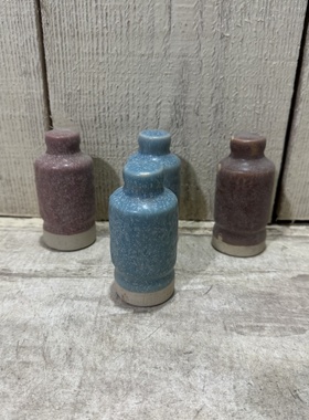 外贸风情 原石晕染色 小号 圆柱形 空心 家用陶瓷摆件