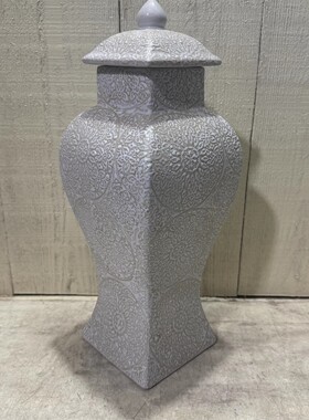 外贸风情简约纯色 立体雪花釉样式 多边形花瓶样式陶瓷储物罐摆件