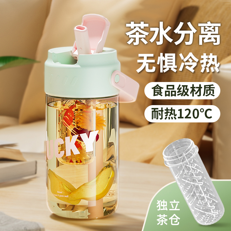 茶水分离耐热120℃塑料水杯图片