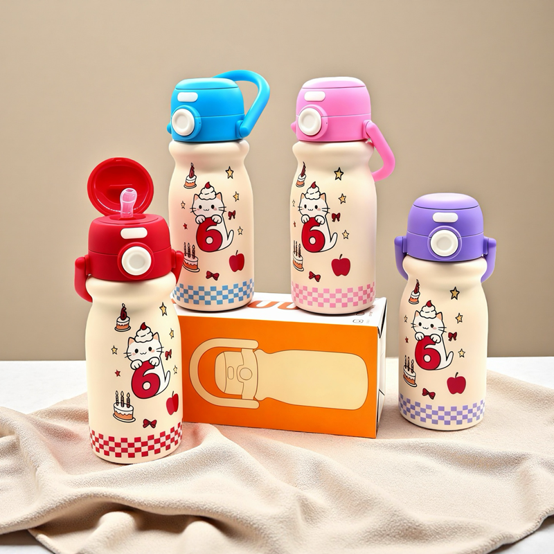 学生户外手提弹跳吸管保温水壶