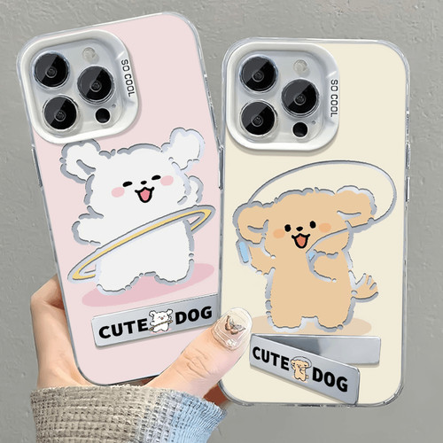 情侣线条小狗彩银适用苹果16promax手机壳iPhone15pro13小米14华为mate60荣耀k70reno11nova12findx7vivox200