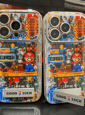 机械马里奥适用苹果15promax手机壳ip16iPhone13小米14华为mate60荣耀100红米k60p70reno12iqoo11s18findx7