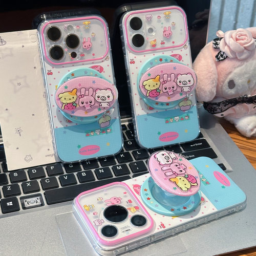 波点星星兔子支架适用苹果18pro机壳iPhone17promax16小米15华为mate70p80K90nova14Y500x300findx9一加ace6