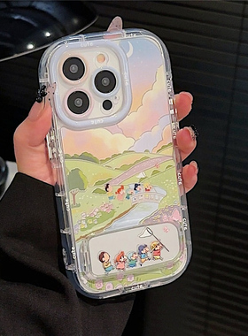 小新春游镜面支架情侣适用苹果16promax手机壳iPhone15pro华为mate70p50小米14k60荣耀x200nova13opporeno12