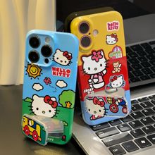 可爱卡通kitty镜子支架适用苹果16Pro手机壳Phone15max小米14华为Mate60k70荣耀100vivox200nova13iQOONeo10