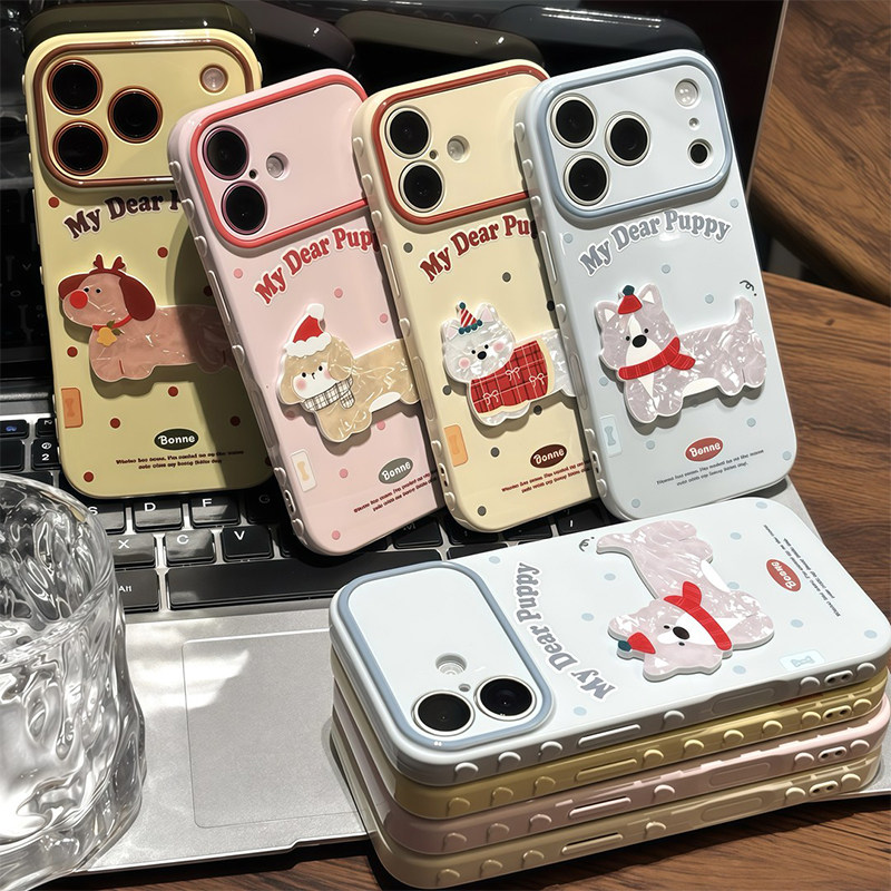 ins可爱卡通围巾小狗新款适用苹果17promax手机壳iphone16plus高颜值ip15pro少女14全包air超火13por防摔12套