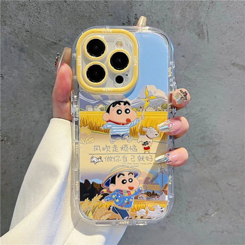 风吹走烦恼蜡笔小新适用苹果16pro手机壳iphone14max小米15华为mate60p70reno12nova13荣耀100vivox200iqoo11