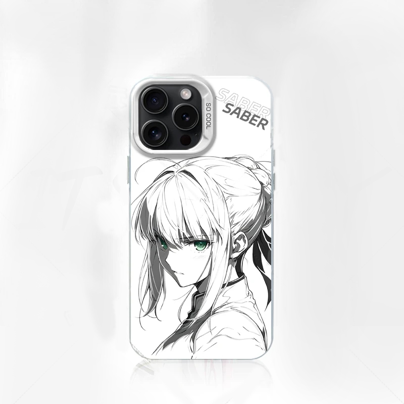 线稿saber彩银适用苹果16promax手机壳iPhone15pro小米14华为mate60荣耀200x100note13k70p50nova13findx8s18