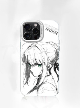 线稿saber彩银适用苹果16promax手机壳iPhone15pro小米14华为mate70pura80k60荣耀200note13nova13findx8s18