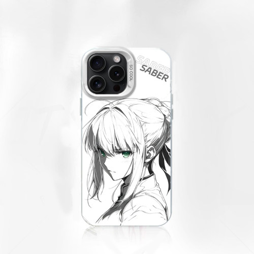 线稿saber彩银适用苹果16promax手机壳iPhone15pro小米14华为mate70pura80k60荣耀200note13nova13findx8s18