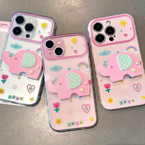 童趣彩虹小象适用苹果17promax手机壳iPhone16pro小米15华为mate80K90P70findx8reno15nova14荣耀500X200ace5