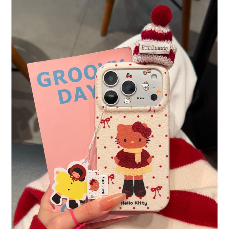 冬季新年KT帽子标签适用苹果17Pro手机壳iPhone16max小米15华为mate80pura70k80nova14荣耀400vivox300magic7