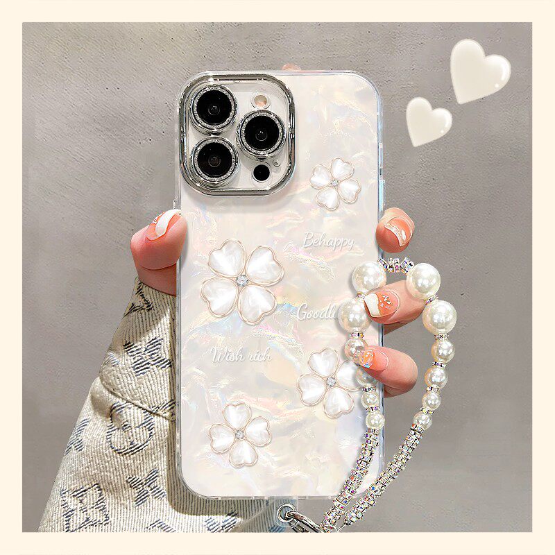 鎏金四叶草手链新款适用苹果17Promax手机壳iPhone16Pro小米15华为mate80pura70k90nova14荣耀500x300findx9