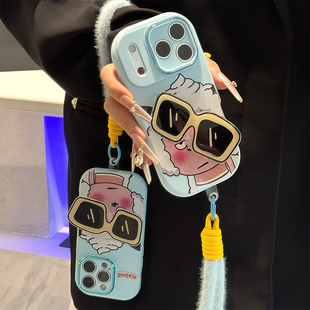 墨镜懒洋洋挂绳新款适用苹果17Pro手机壳iPhone16max小米15华为mate80pura70k60note14荣耀400vivox100nova13