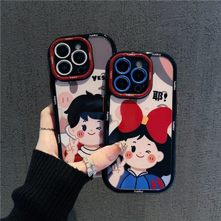 情侣比耶男孩女孩新款适用苹果16Pro手机壳iPhone14max小米15华为mate70p60x200k50Reno13荣耀90nova12FindX8