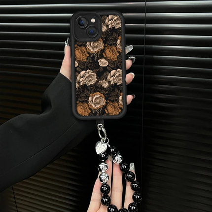 复古山茶花玫瑰适用苹果16pro手机壳iPhone14max小米15华为mate60荣耀200k70p50nova13reno12note11s18findx8