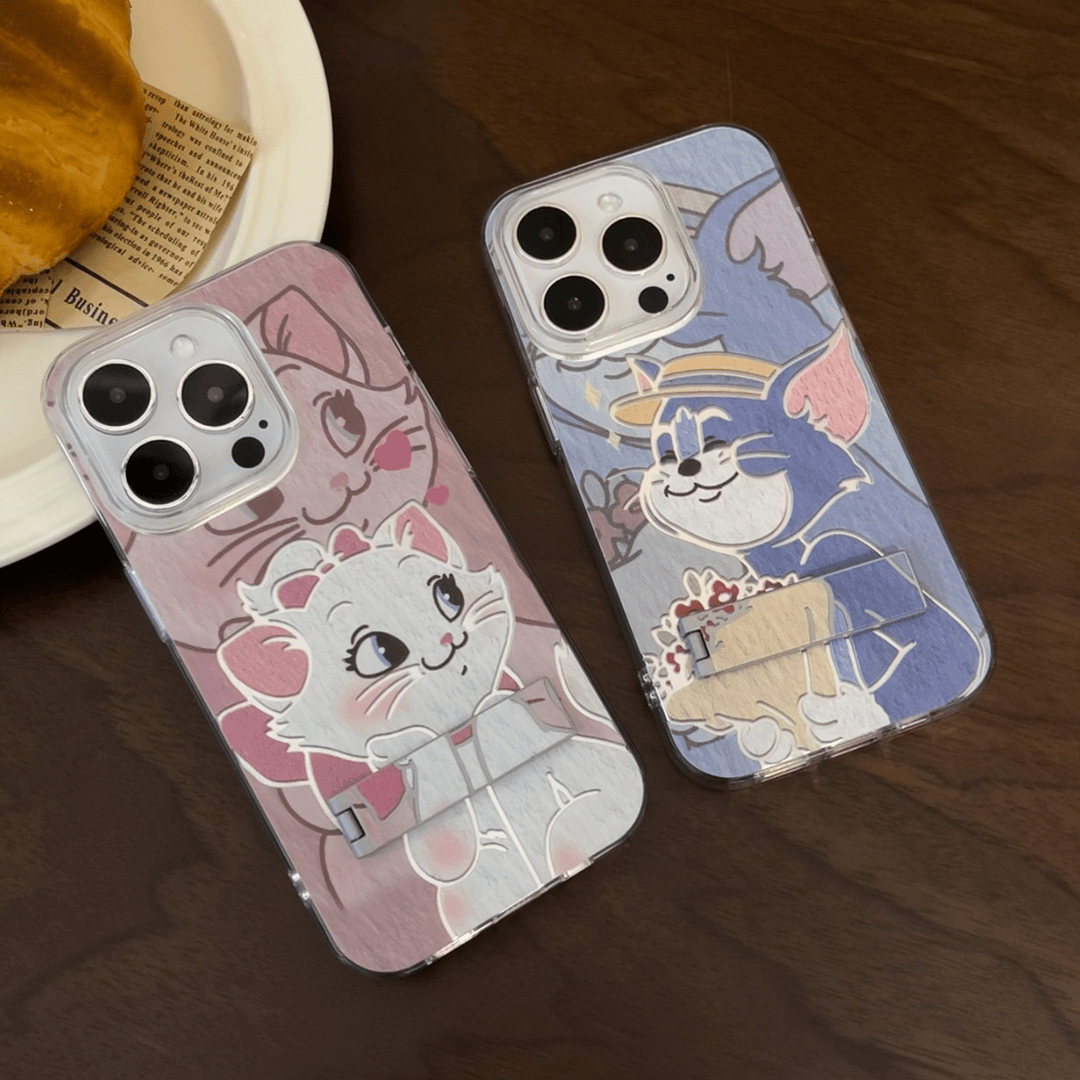 汤姆玛丽猫情侣适用苹果15promax手机壳16iPhone13支架11小米14华为mate60荣耀100x90红米k60p50pura70reno12