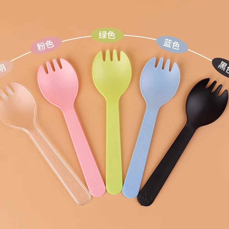 蛋糕叉勺一次性勺子烘焙甜品叉生日聚会餐具儿童可爱塑料单独包装