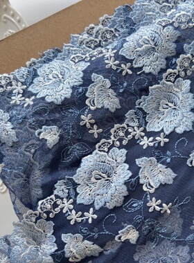 258A8灰蓝色网纱刺绣蕾丝花边辅料制衣服装内衣古装洋装发饰diy