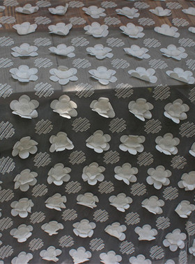 QB14本白色3D立体雪纺花朵网纱刺绣蕾丝布料面料服装裙子婚纱