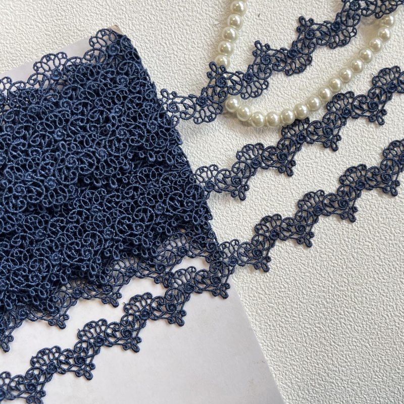 257A6外单蓝色镂空水溶刺绣蕾丝花边辅料制衣服装旗袍内衣洋装diy