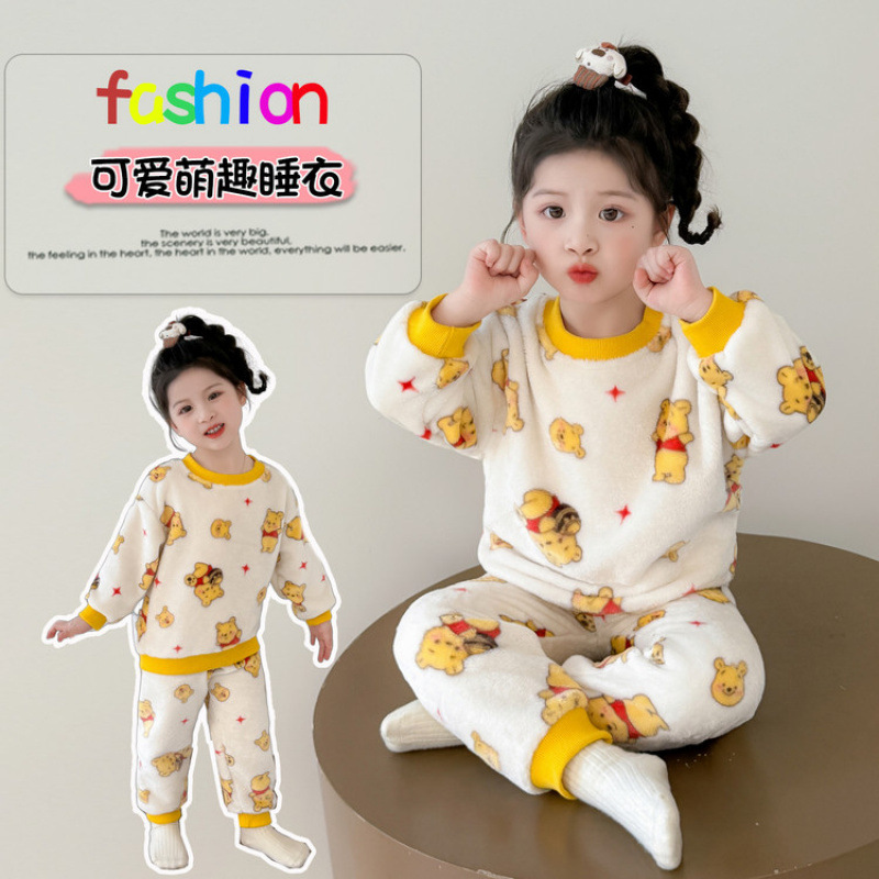 女童法兰绒家居服睡衣套装