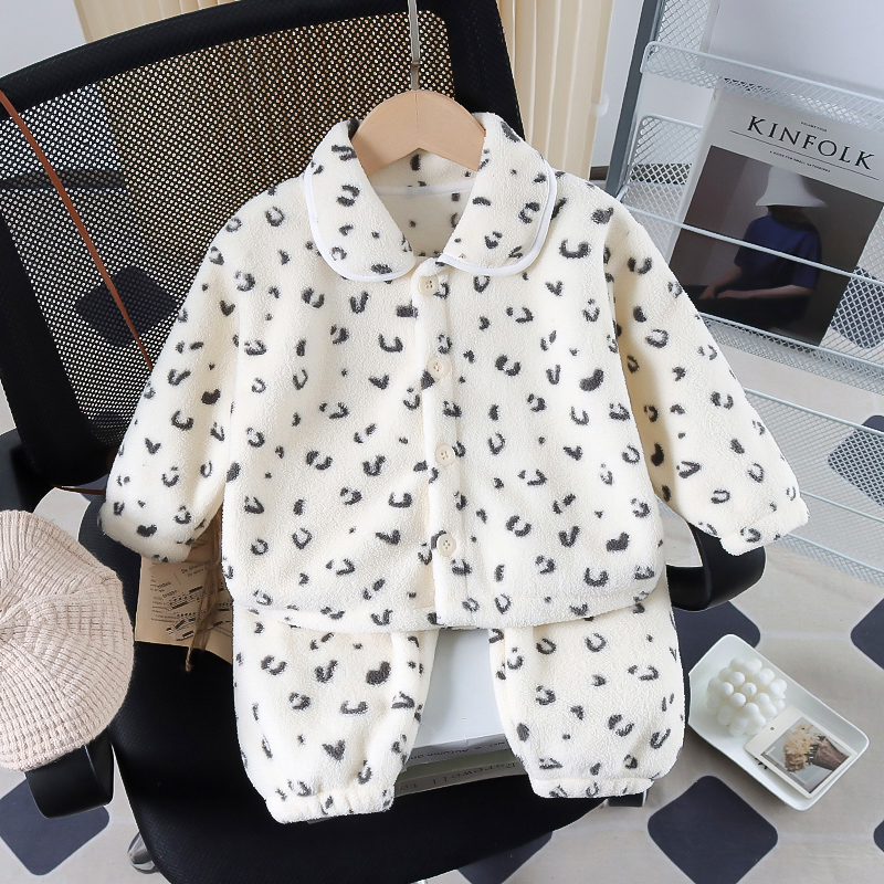 儿童法兰绒睡衣套装保暖