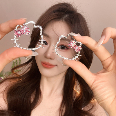 满钻hellokitty银色耳圈
