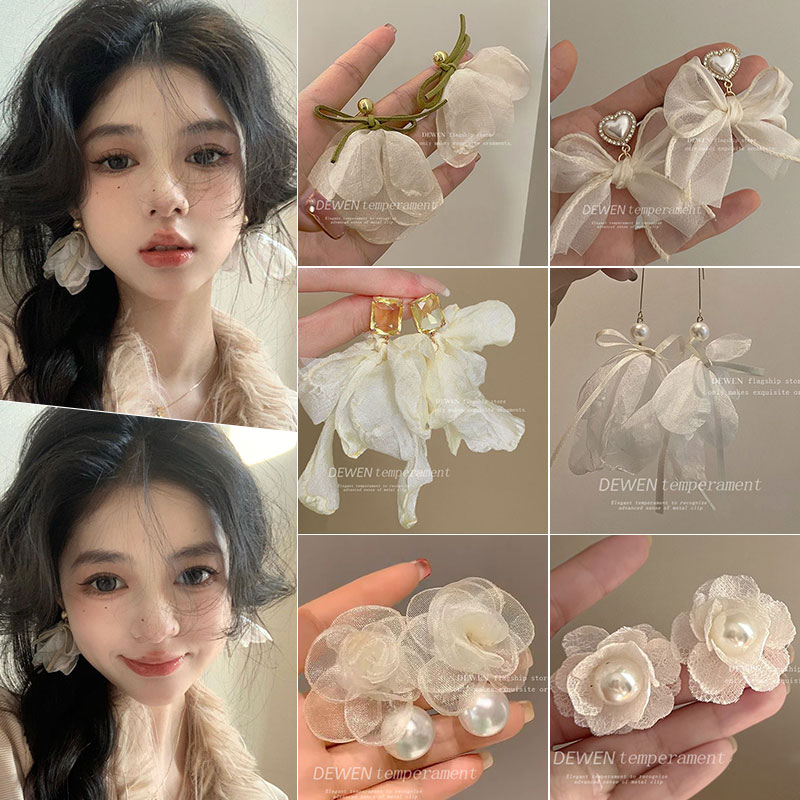 超仙长款流苏耳坠女甜美珍珠花朵