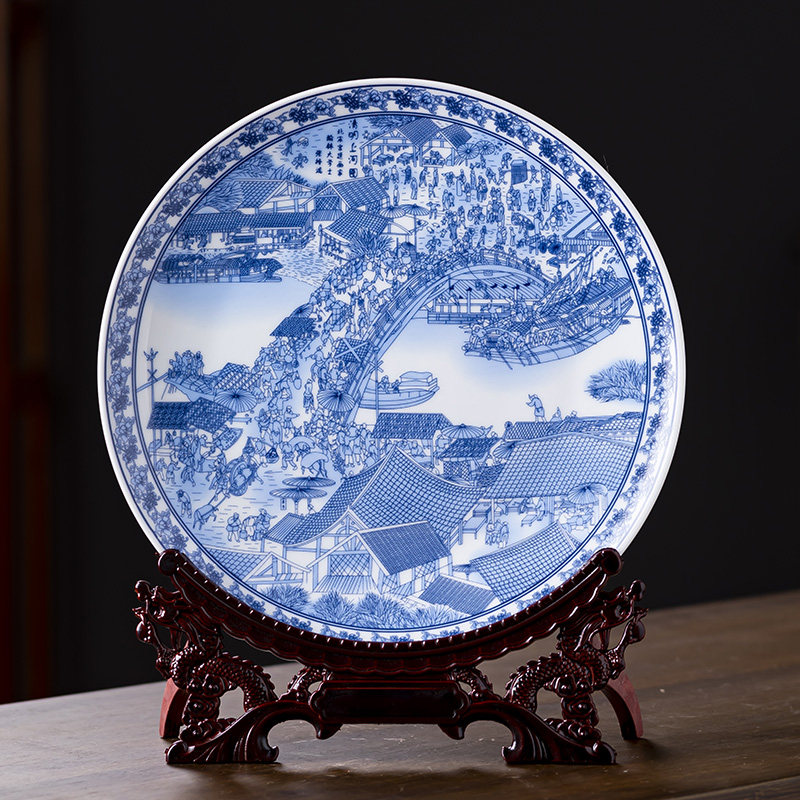 景德镇陶瓷器青花挂盘装饰坐盘子家居背景装饰盘桌面装饰品摆件,家居饰品,装饰坐盘/挂盘,淘宝优惠券,粉丝福利购,淘宝优惠卷