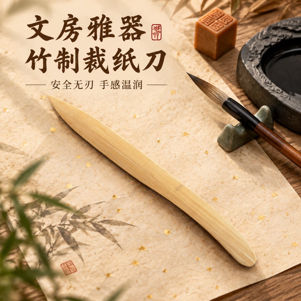 宣纸裁纸竹刀文刀书刀装裱竹起子竹启子信封启封刀拆信刀书画裁宣纸姜思序堂