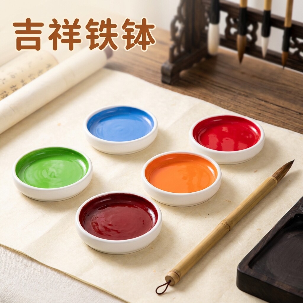 日本进口吉祥铁钵颜彩青绿山水国画工笔写意头三石青绿固体水彩中国画颜料初学者美术用品姜思序堂