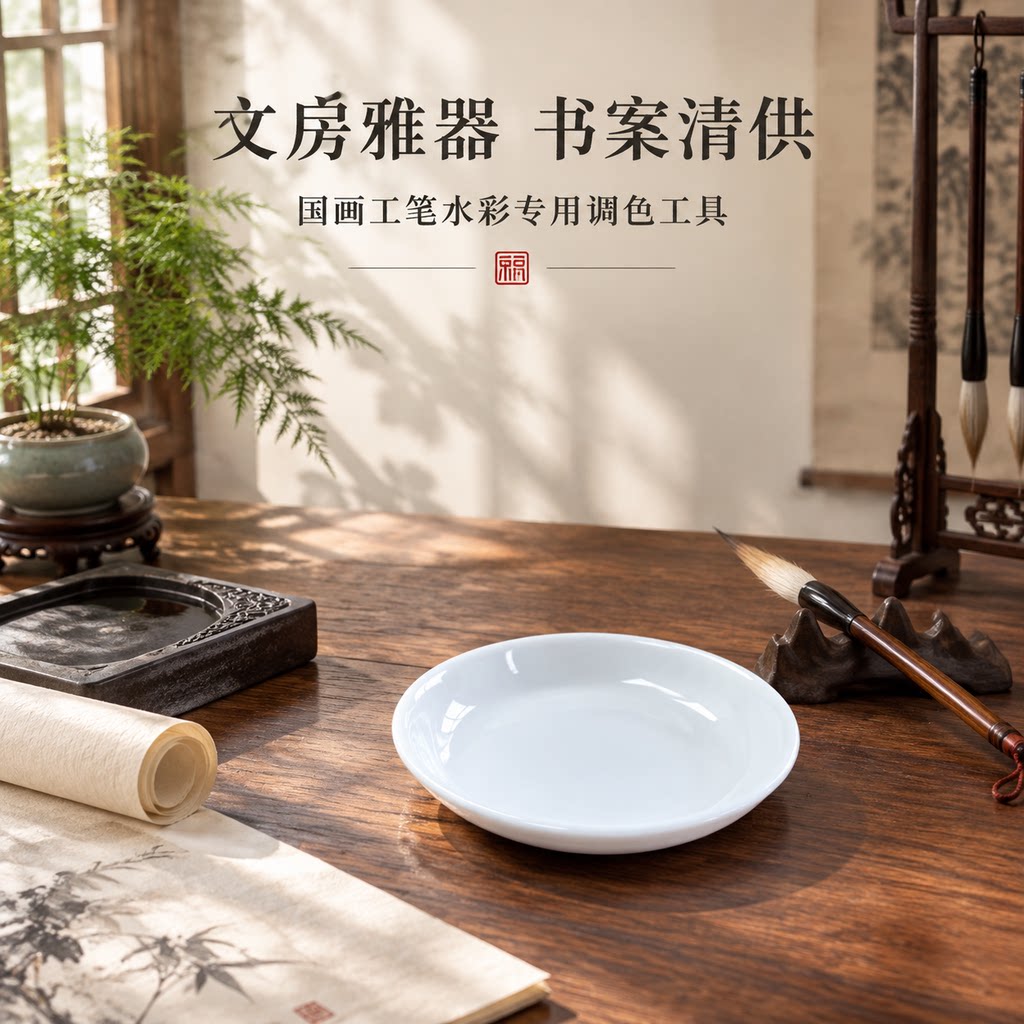 景德镇白瓷墨碟调色碟图片
