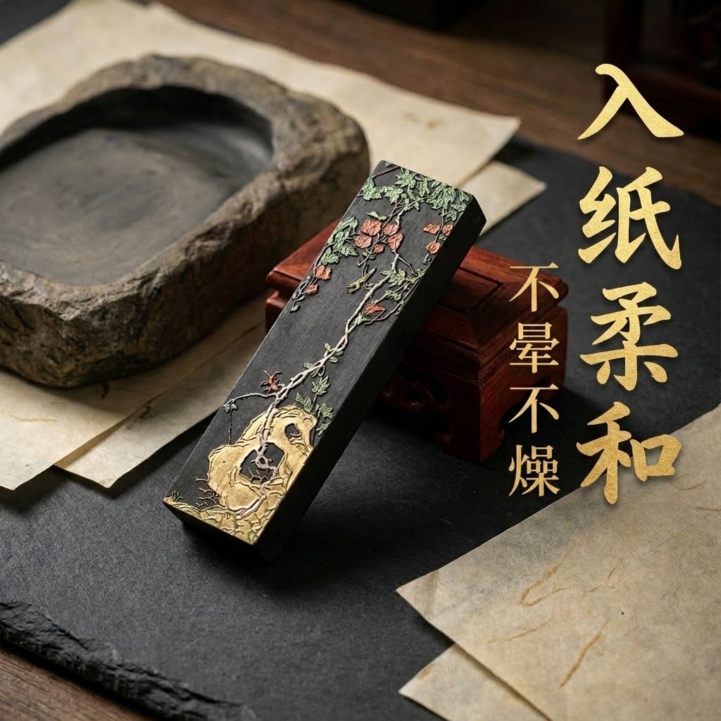 安徽屯溪胡开文黄山/纯/精细/紫云古法松烟墨块墨条墨锭墨柱文房四宝磨墨书法山水创作作品用墨水墨汁液