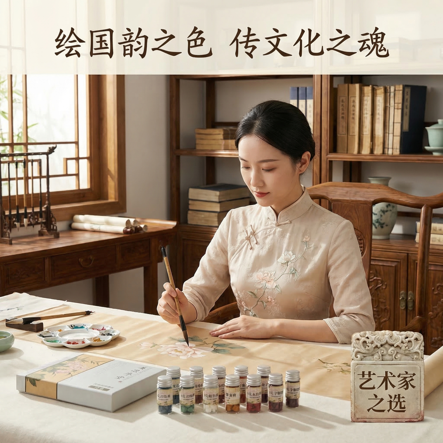 苏州姜思序堂5克瓶装天然矿物质植物国画颜料蛤粉花青赭石藤黄石青石绿膏写意工笔美术绘画创作品