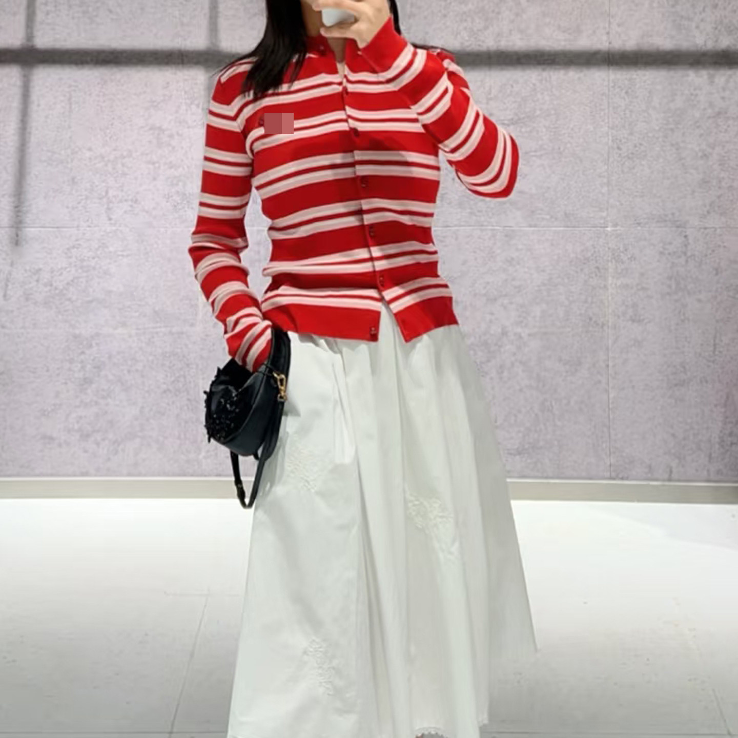 现货2026春新时尚蝴蝶结装饰圆领长袖显瘦针织开衫上衣女3K1YE10
