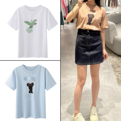 现货2026夏季新款趣味卡通减龄风圆领显瘦短袖T恤上衣女2K2BA28