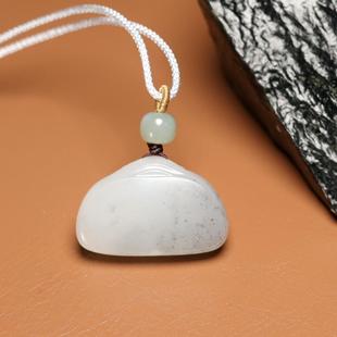 秋会长的和田玉新疆天然青花籽料平安无事牌玉锁挂件吊坠11.7克