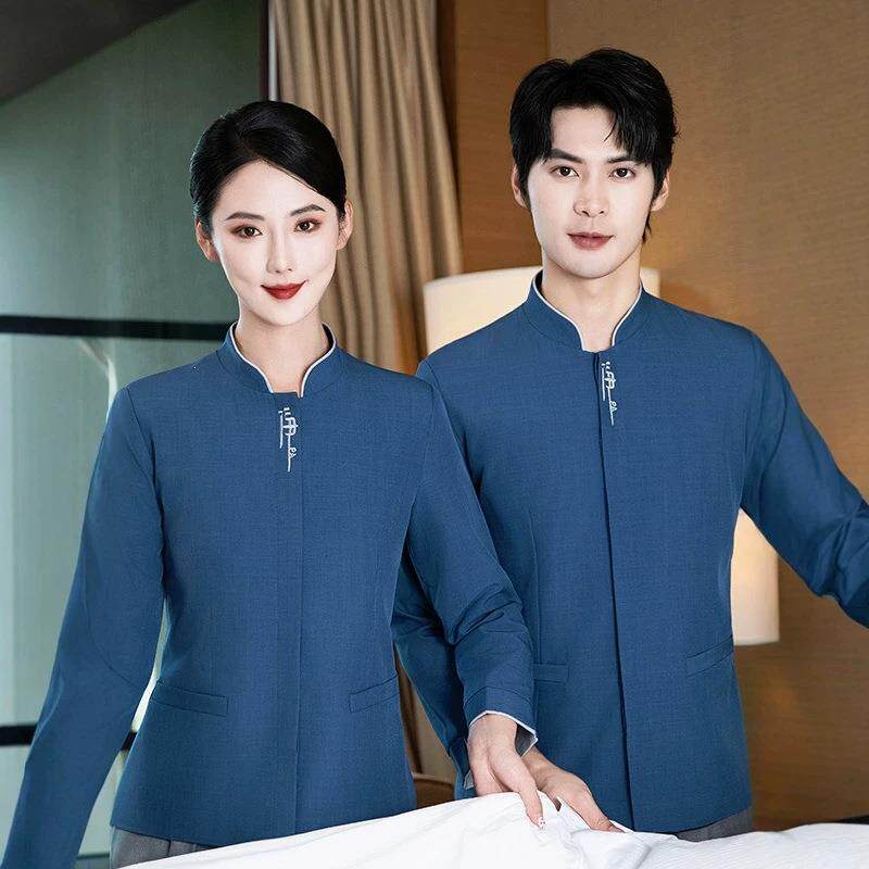 保洁服长袖酒店清洁服物业宾馆民宿工作服商场家政楼层PA制服刺绣