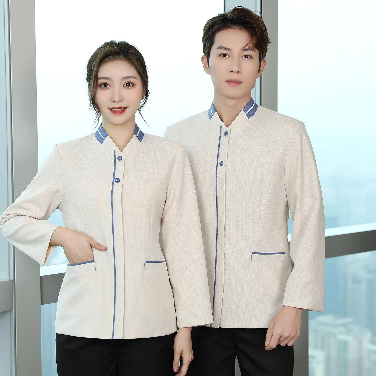 物业小区PA保洁员工作服女长袖秋冬装酒店客房服务员保洁服男定制