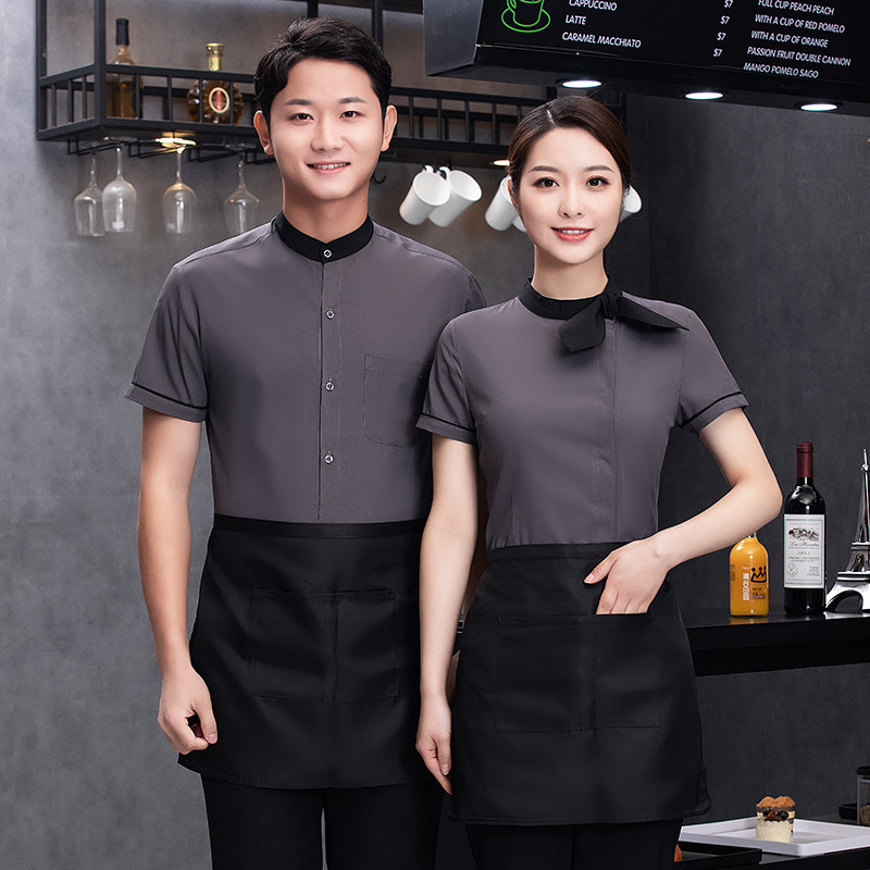 豪宇松鑫中式饭店服务员工作服短袖餐饮餐厅高端刺绣夏季女款工装