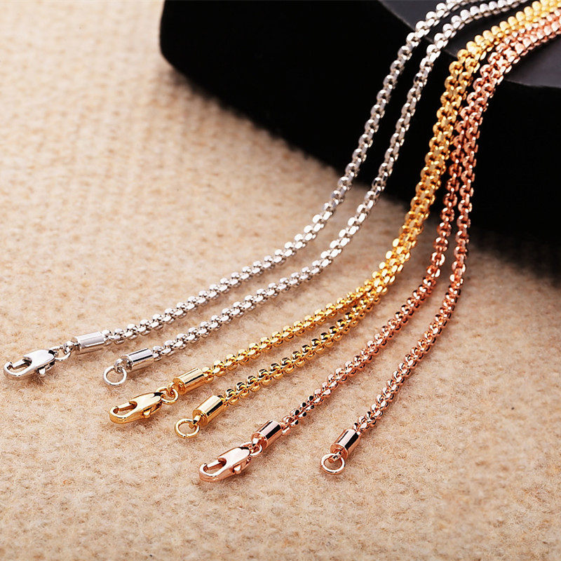 韩版时尚24k饰品18k玫瑰金o字链男士女情侣款白金毛衣长项链包邮