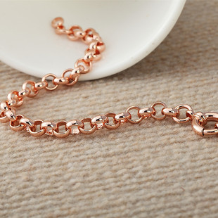 日韩时尚男士首24K饰品简约18K玫瑰金O字韩版个性白金男彩金手链