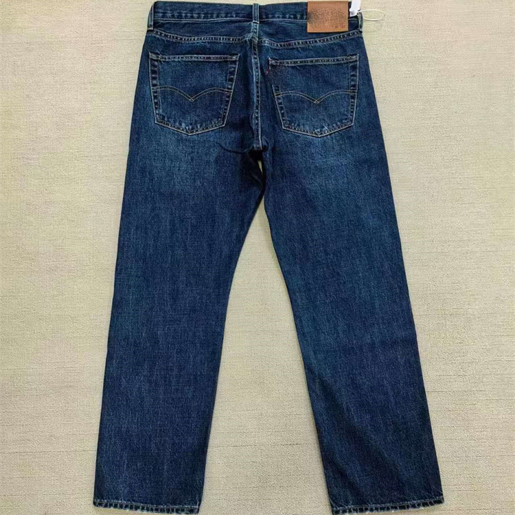日版联名合作款深蓝水洗冈山制赤耳面料501牛仔裤长裤