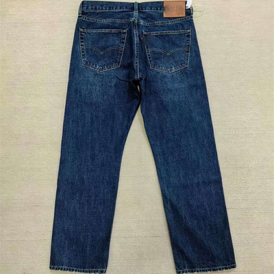日版联名合作款深蓝水洗冈山制赤耳面料501牛仔裤长裤
